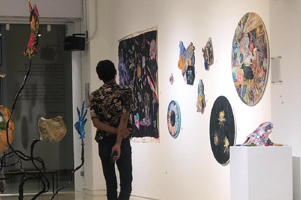 A visitor admiring the art pieces at Zhan Art Space. u00e2u20acu2022 Picture courtesy of Zhan Art Space