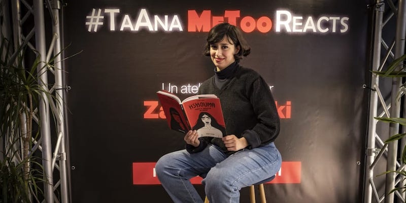 Zainab Fasiki, a Moroccan cartoonist and activist for womenu00e2u20acu2122s rights, poses with her latest book entitled u00e2u20acu02dcHshoumau00e2u20acu2122, in the western Moroccan coastal city of Casabalanca. u00e2u20acu201d AFP pic