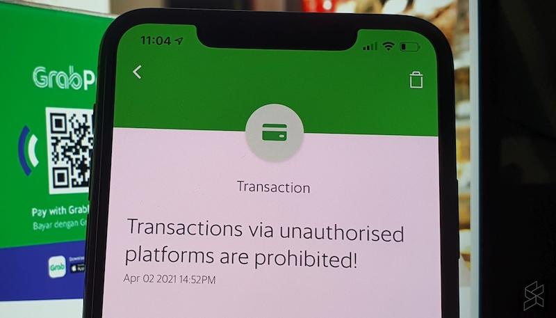 Grab has pushed out a notification to remind its users that transactions, fund transfers and purchases made via GrabPay to unauthorised or unlicensed platforms are strictly prohibited. u00e2u20acu201d SoyaCincau pic