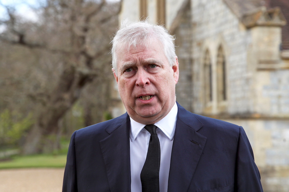 Britain's Prince Andrew speaks to the media during Sunday service at the Royal Chapel of All Saints at Windsor Great Park April 11, 2021. u00e2u20acu201d Steve Parsons/PA Wire/Pool via Reuters