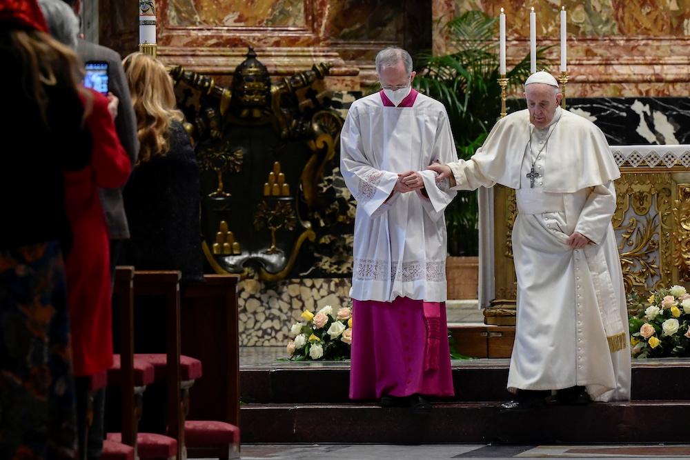 Pope Francis walks down from the altar after delivering his Urbi et Orbi blessing, following the Easter Mass celebration at St. Peter's Basilica at the Vatican April 4, 2021. u00e2u20acu201d Reuters pic