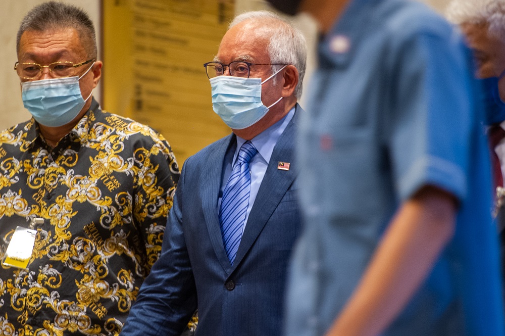 Former prime minister Datuk Seri Najib Razak at the Court of Appeal in Putrajaya April 6, 2021. — Picture by Shafwan Zaidon