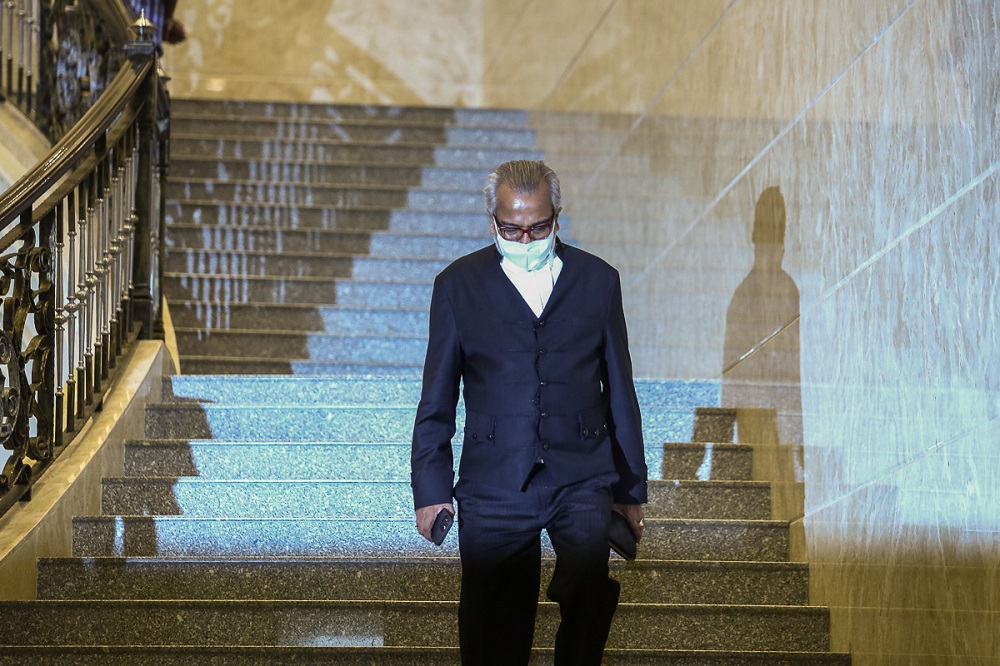 Lawyer Tan Sri Muhammad Shafee Abdullah arrives at the Court of Appeal in Putrajaya April 7, 2021. u00e2u20acu2022 Picture by Yusof Mat Isa