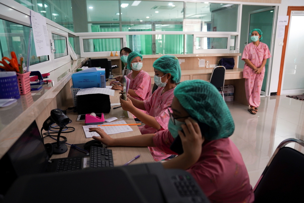 Health workers sit inside a field hospital recently set up to fight the spread of the coronavirus disease (Covid-19) as the country deals with a fresh wave of infections after tackling earlier outbreaks, in Bangkok, Thailand, April 10, 2021. u00e2u20acu201d Reuters p