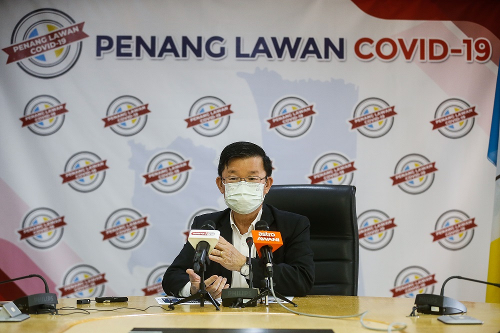 Penang Chief Minister Chow Kon Yeow speaks during a press conference in George Town April 13, 2021. u00e2u20acu201d Picture by Sayuti Zainudin