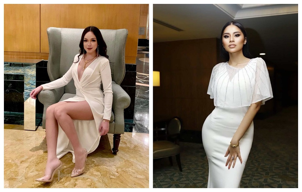 Instagram influencers Nadira (right) and Hertonnye were criticised for their skin-baring and figure-hugging dresses.  —  Pictures from Instagram/Nadira Isaac, Heartt Tony