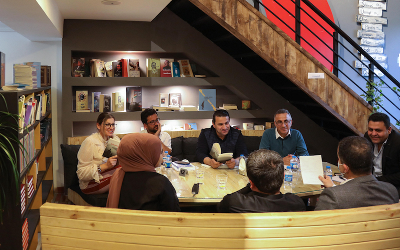 Members of a book club meet to review a novel at a book store in Arbil, the capital of the autonomous Kurdish region of northern Iraq April 9, 2021. u00e2u20acu201d AFP pic