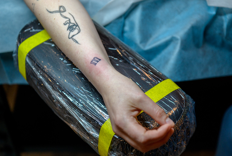 Abigail Glasgow shows her temporary tattoos at Ephemeral tattoo shop on April 21, 2021 in New York City. u00e2u20acu201d AFP pic