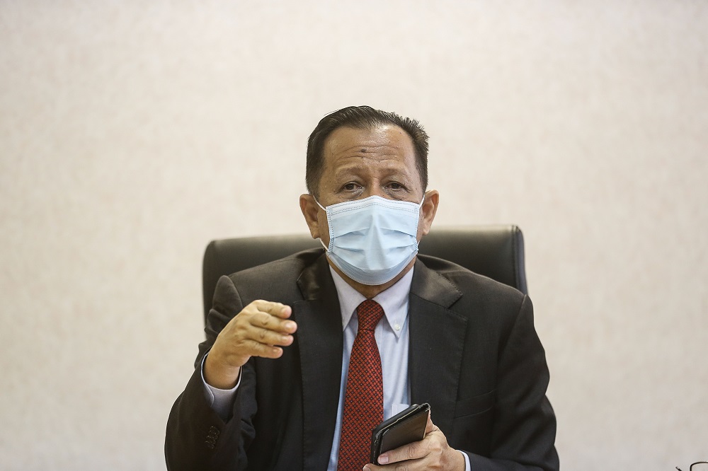 State Exco for Trade, Industry and Entreprenurial Development Datuk Abdul Halim Hussain speaks to reporters at Komtar in George Town April 27, 2021. u00e2u20acu2022 Picture by Sayuti Zainudin