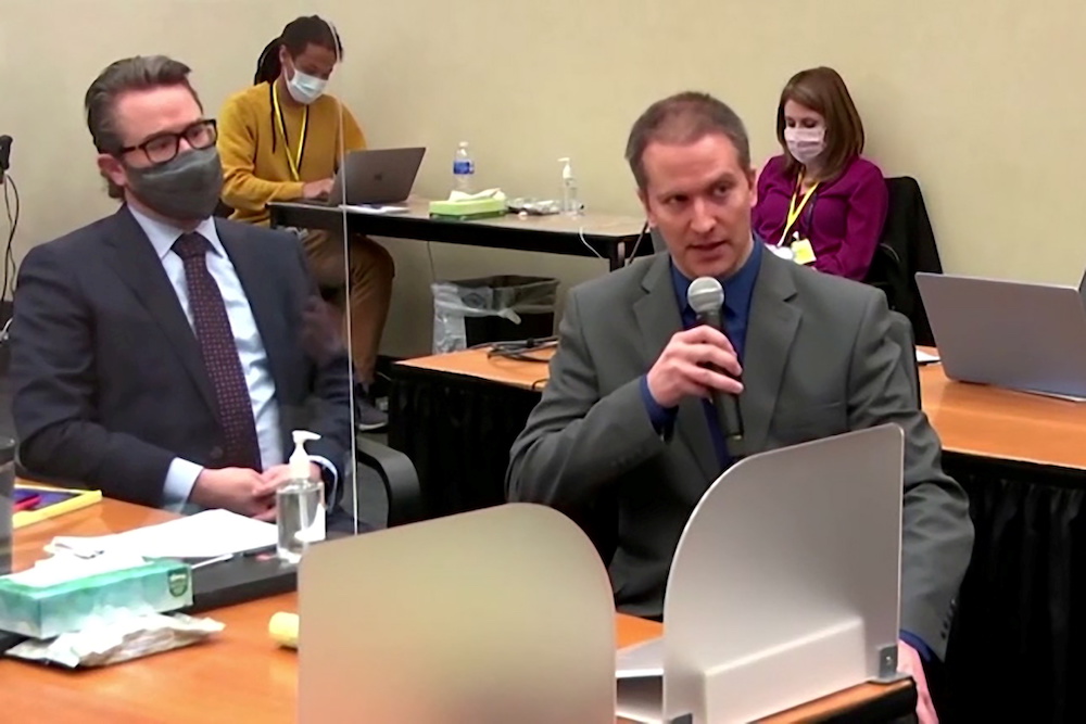 Former Minneapolis police officer Derek Chauvin tells the judge that he waived his right to testify to the jury, next to his defence attorney Eric Nelson in Minneapolis, Minnesota, US April 15, 2021 u00e2u20acu201d Reuters picnn n