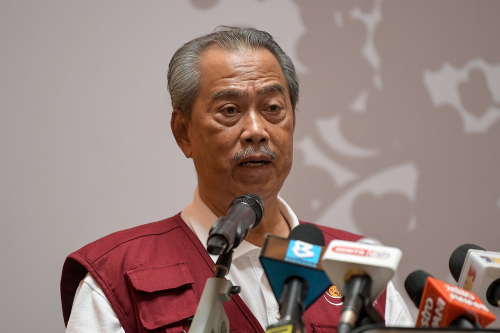 Prime Minister Tan Sri Muhyiddin Yassin delivers a speech during the Blood Donation Drive 2021 programme in Kuala Lumpur April 3, 2021. u00e2u20acu201d Bernama pic