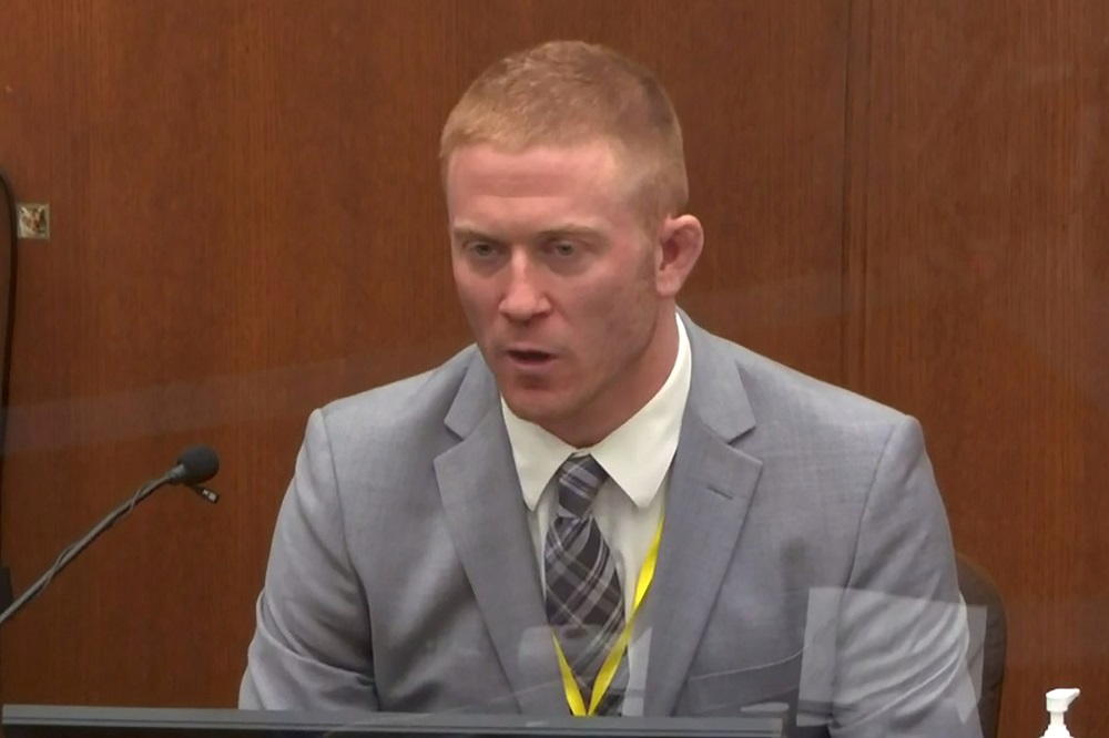 Hennepin EMS paramedic Derek Smith answers questions on the fourth day of the trial of former Minneapolis police officer Derek Chauvin in Minneapolis, Minnesota April 1, 2021 in a still image from video. u00e2u20acu2022 Pool via Reuters