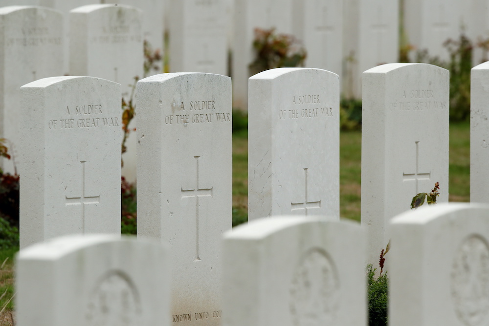 The tombs of the Uknown Soldiers are seen prior to the burial of four WWI Canadian soldiers at the Commonwealth War Graves Commissionu00e2u20acu2122s (CWGC) Loos British Cemetery outside Loos-en-Gohelle, France, August 23, 2018. u00e2u20acu201d Reuters pic