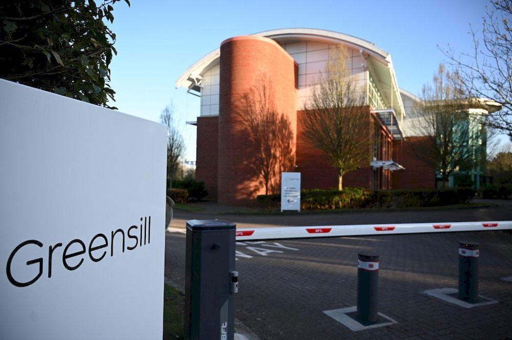 Signage is seen outside the offices of collapsed finance firm Greensill near Warrington, northwest England, on April 12, 2021. u00e2u20acu201d AFP pic