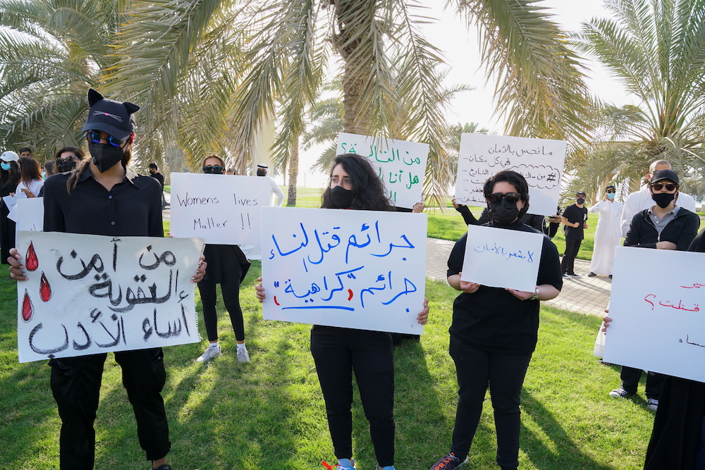 Kuwaitis gather to protest against violence against women in Kuwait City, Kuwait, April 22,2021. u00e2u20acu201d Reuters pic