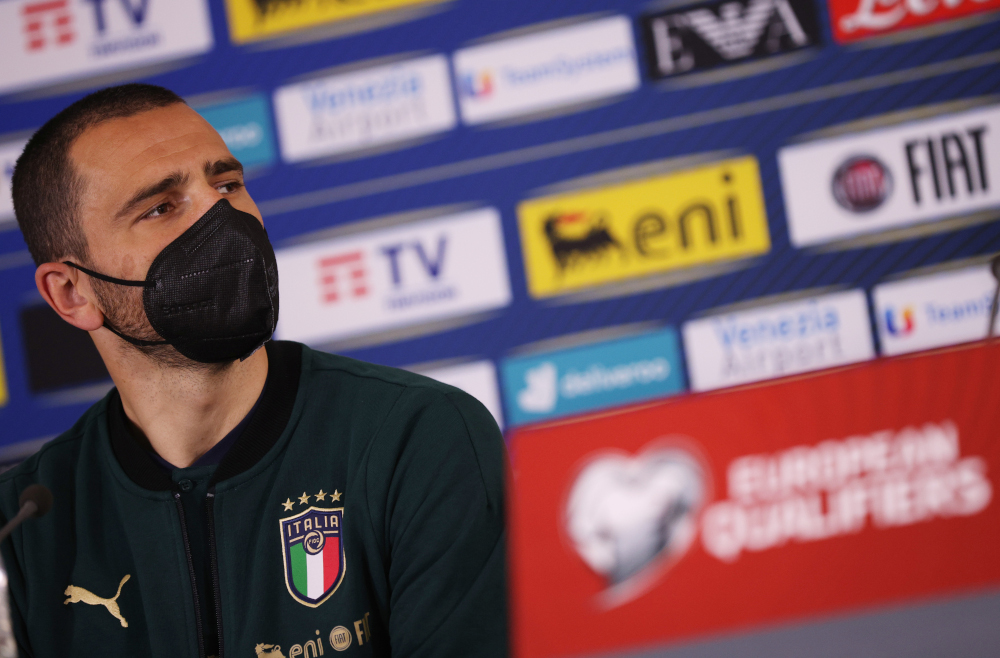 Italyu00e2u20acu2122s Leonardo Bonucci during the press conference World Cup Qualifiers Europe in Sofia, Bulgaria, March 27, 2021. u00e2u20acu201d Reuters picnn
