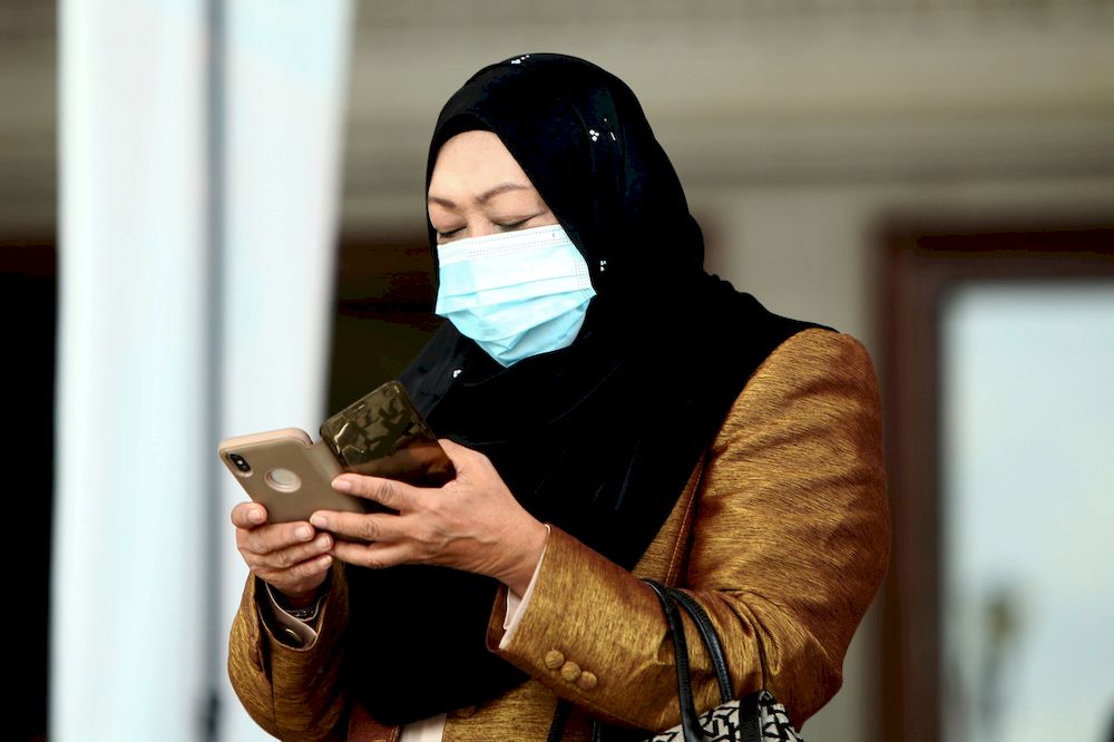 Former Malaysian External Intelligence Organization (MEIO) director -general Datuk Hasanah Ab Hamid leaving the Kuala Lumpur Court Complex, April 7, 2021. u00e2u20acu201d Bernama pic