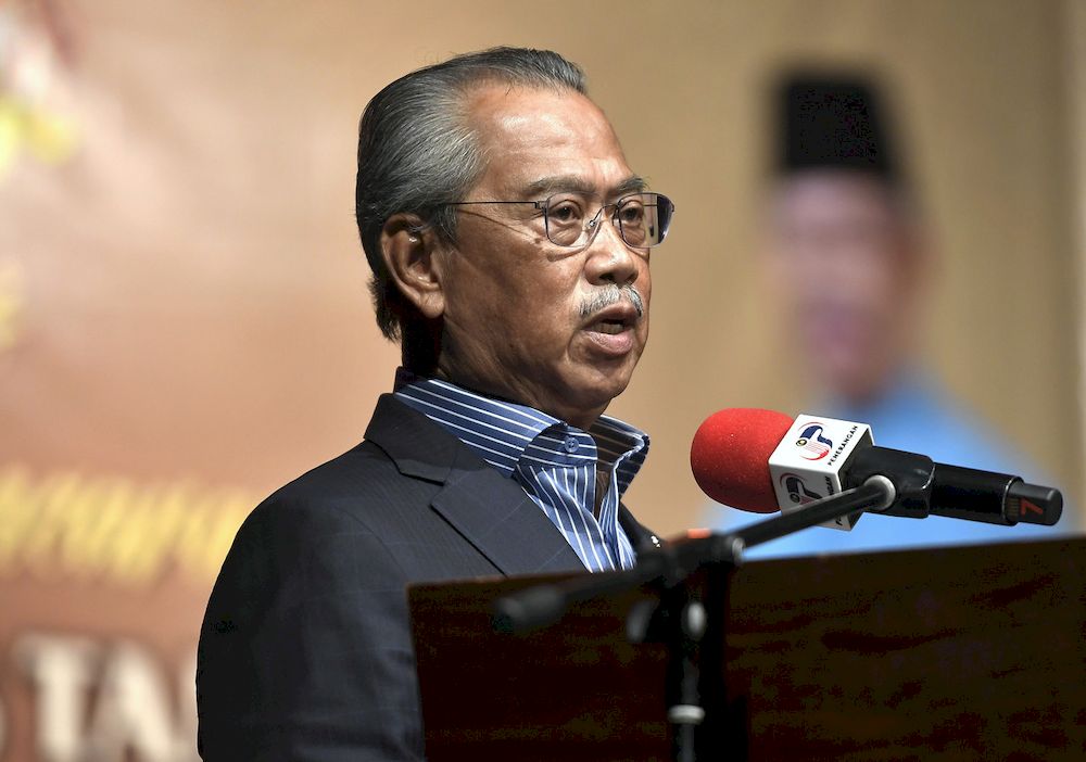 Prime Minister Tan Sri Muhyiddin Yassin speaking during the book launching ceremony of u00e2u20acu02dcBudi Asas Tamadunu00e2u20acu2122 at the Malaysia Tourism Centre, Kuala Lumpur, April 12, 2021. u00e2u20acu201d Bernama pic