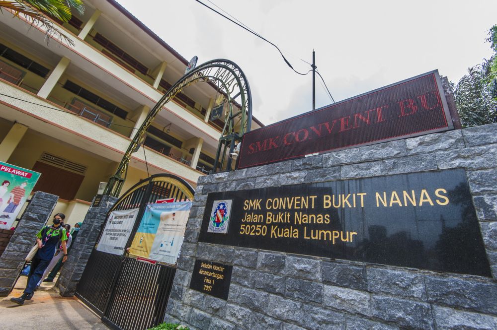 A general view of Sekolah Menengah Kebangsaan Convent Bukit Nanas in Kuala Lumpur April 21, 2021. u00e2u20acu201d Picture by Shafwan Zaidon