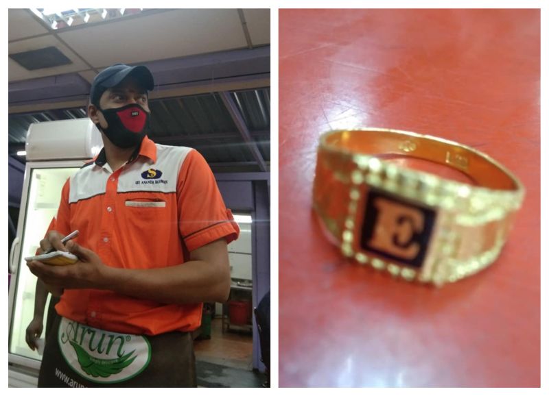 Nahendran (pic) who returned the customer's lost gold ring. u00e2u20acu201d Picture via Facebook