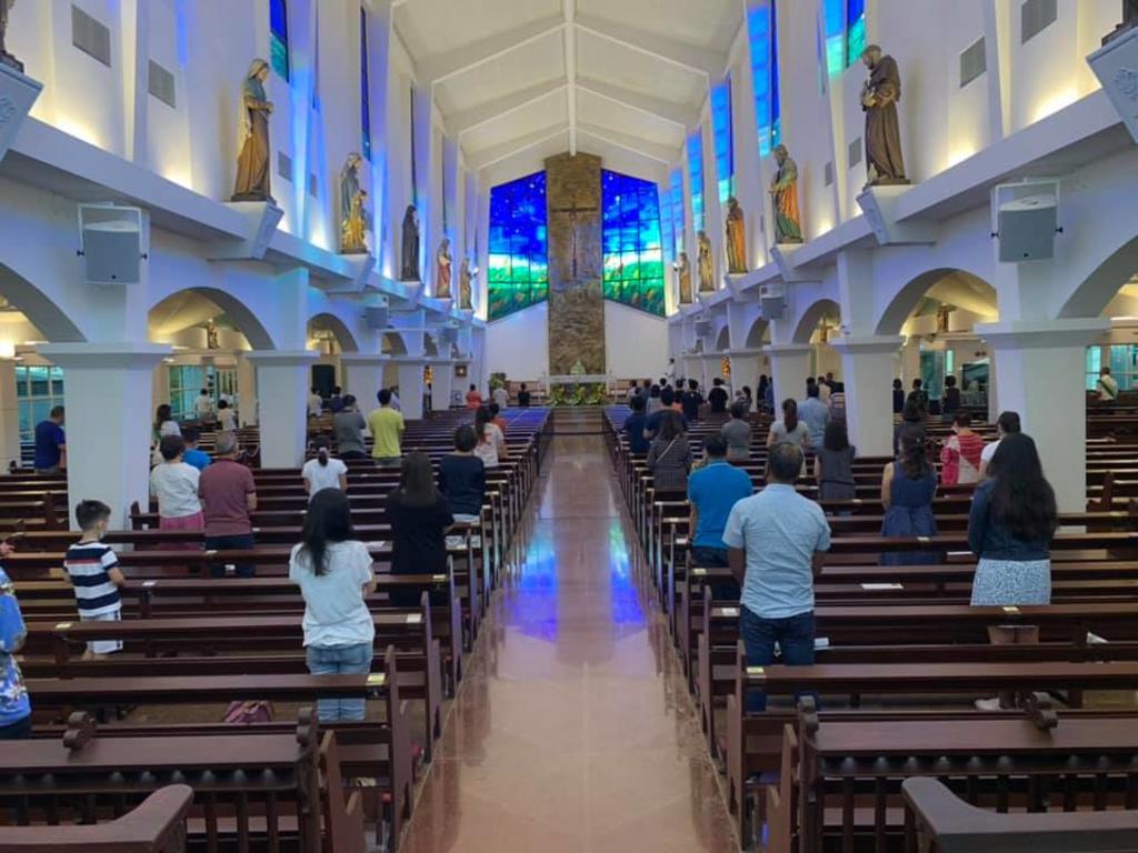 Worshippers at religious services will be permitted to sing from April 5, provided they wear a mask and sing for a maximum of 30 minutes. u00e2u20acu2022 TODAY pic via Catholic Church of St Francis Xavier/Facebook