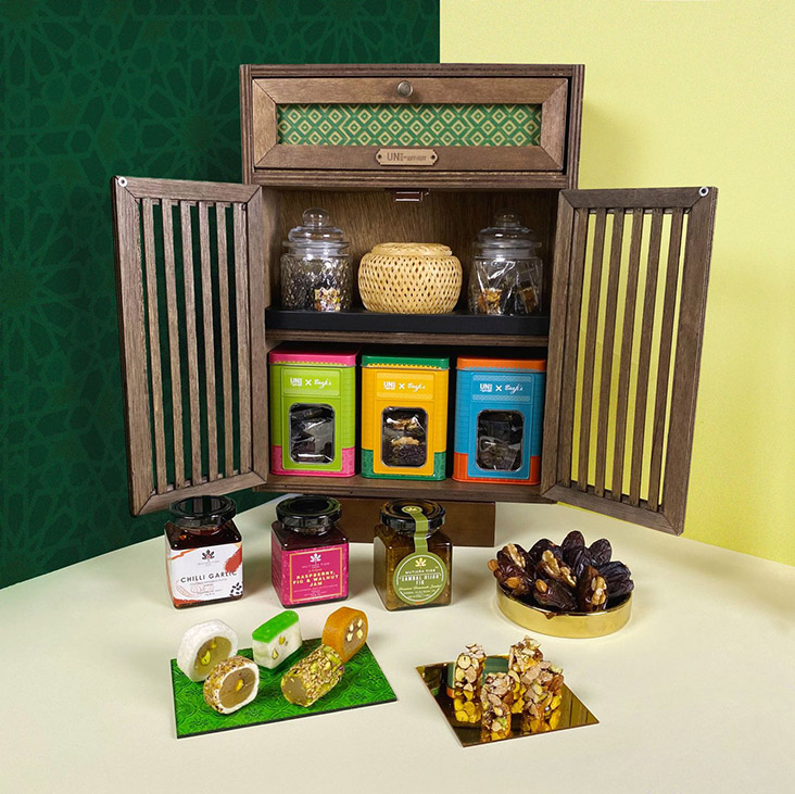 Open the cabinet to break fast with various sweet delights from Baaji's and condiments made by Mutiara Figs.