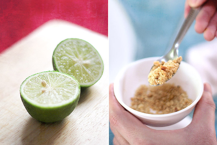 Serve your 'pad Thai' with freshly cut lime on the side and a generous sprinkle of ground peanuts.