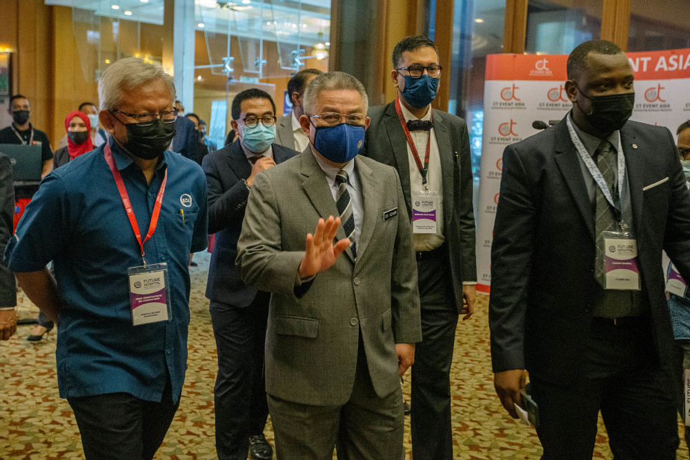 Health Minister Datuk Seri Dr Adham Baba arrives at The Future Hospital Strategy and Development Forum 2021 in Kuala Lumpur April 6, 2021. u00e2u20acu201d Picture by Firdaus Latif