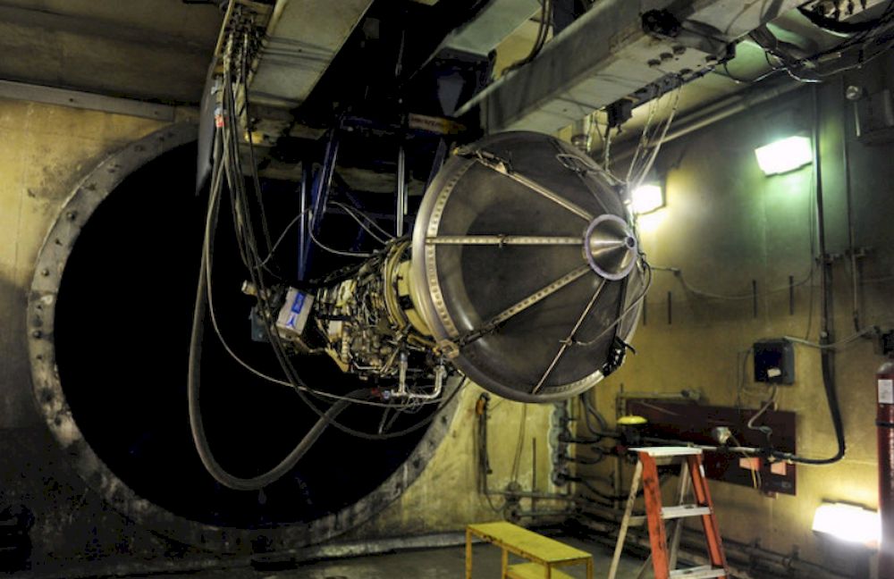 File picture shows an aircraft engine being tested after an maintenance repair and overhaul (MRO) operation at AIROD Sdn Bhd facility in Subang, July 9, 2012. u00e2u20acu201d Bernama pic