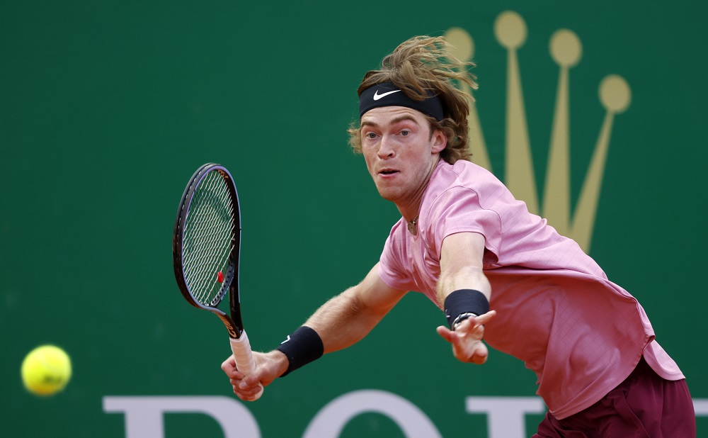 Russia's Andrey Rublev in action during his quarter final match against Spain's Rafael Nadal in Monte Carlo April 16, 2021. u00e2u20acu2022 Reuters pic