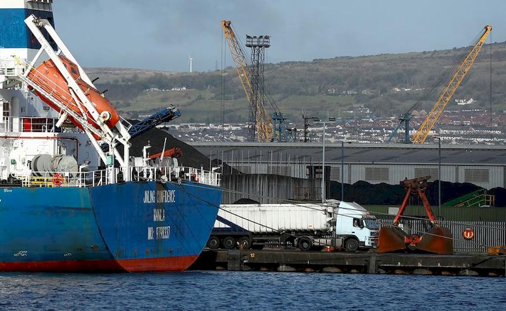 A lorry is seen in Belfast Harbour, Northern Ireland, April 6, 2020. u00e2u20acu201d Reuters pic