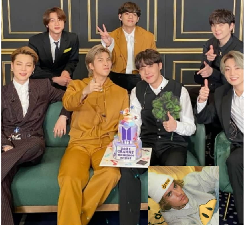 Pop icons BTS and Justin Bieber (inset) will be collaborating on a new single following a merger of their recording companies. u00e2u20acu201d Picture via Facebook