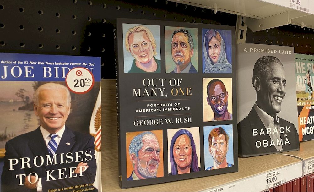 This photo taken on April 23, 2021 in Los Angeles shows former US President George W. Bushu00e2u20acu2122s book of portraits u00e2u20acu02dcOut of Many, Oneu00e2u20acu2122. u00e2u20acu201d AFP pic