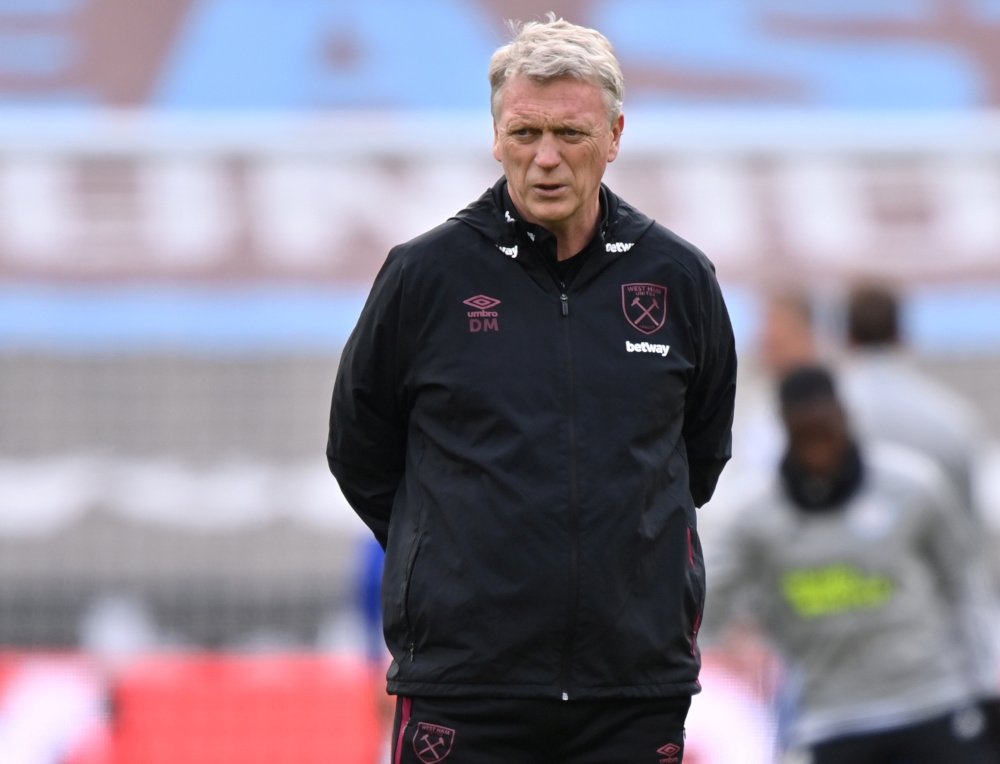 West Ham United manager David Moyes during the warm up before the match against Leicester City at the London Stadium, London, April 11, 2021. u00e2u20acu201d AFP pic