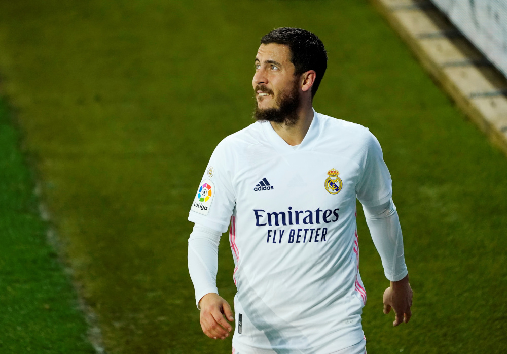 Real Madridu00e2u20acu2122s Eden Hazard during a match against Deportivo Alaves at Estadio Mendizorroza in Spain, January 23, 2021. u00e2u20acu201d Reuters pic 