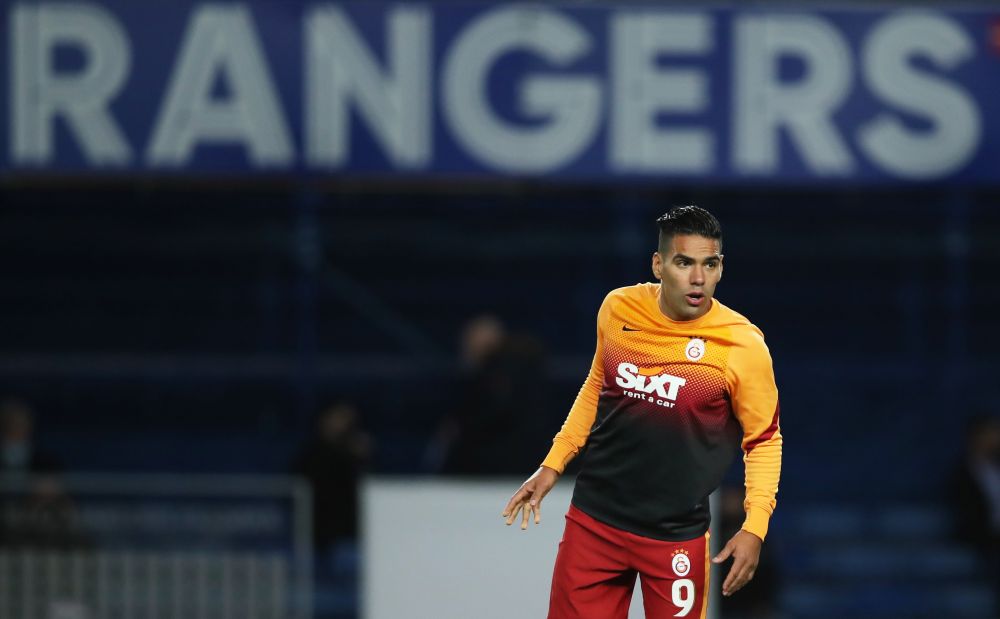 Galatasarayu00e2u20acu2122s Radamel Falcao during the warm up before the match against Rangers at the Ibrox Stadium in Glasgow October 1, 2020.u00e2u20acu201d Reuters pic