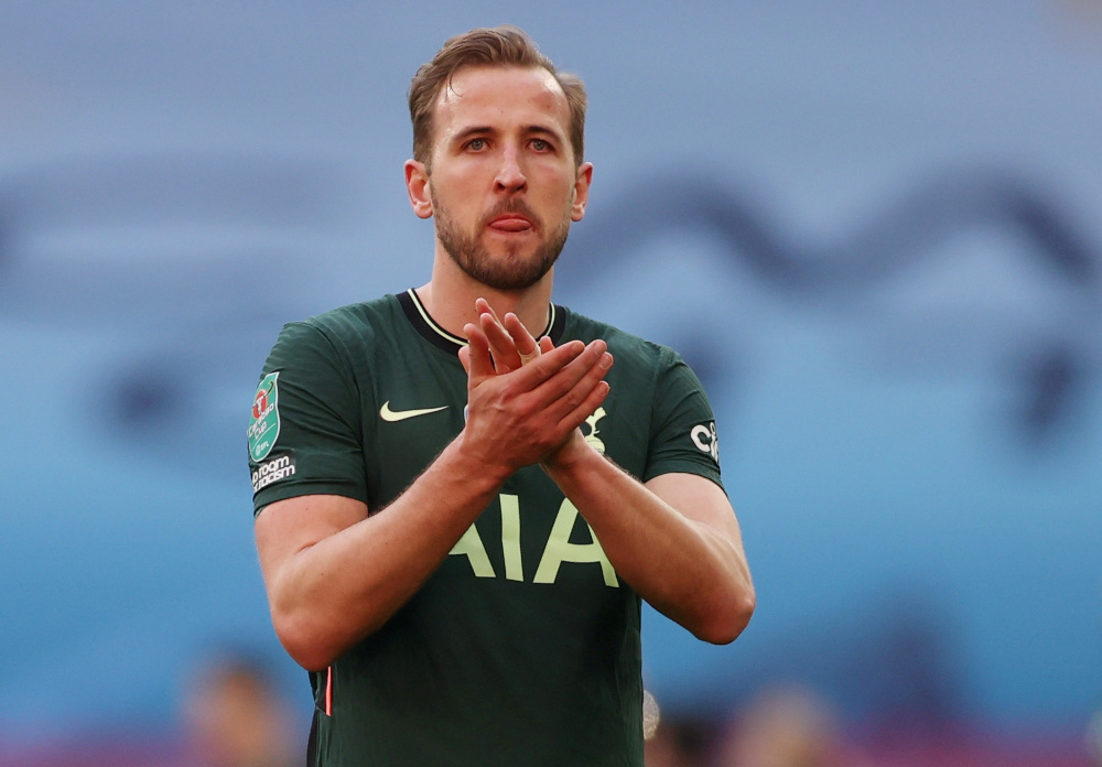 Tottenham Hotspuru00e2u20acu2122s Harry Kane applauds the fans after the match against Manchester City at Wembley Stadium, London, April 25, 2021. u00e2u20acu201d Reuters pic 