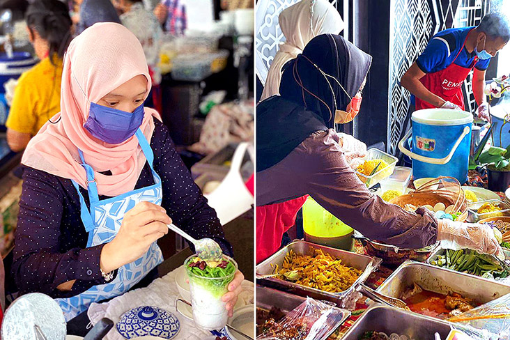 Preparing Malaysian delights such as 'cendol' and 'nasi kandar.'