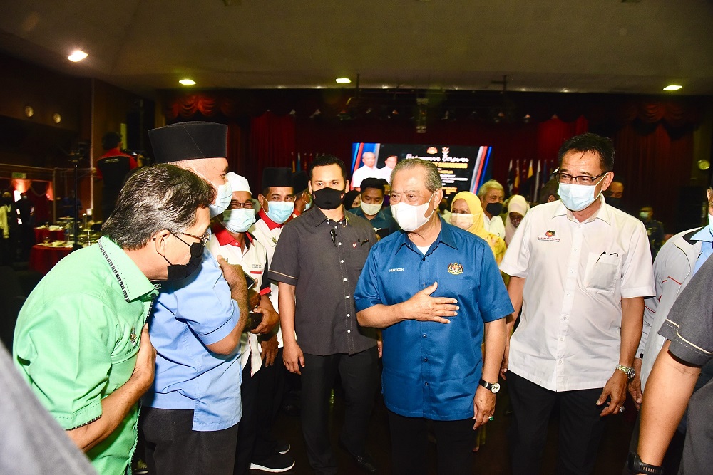 Prime Minister Tan Sri Muhyiddin Yassin arrives at the Institute of Teacher Education Tun Abdul Razak Campus in Kota Samarahan April 2, 2021. u00e2u20acu201d Picture courtesy of Sarawak Information Department