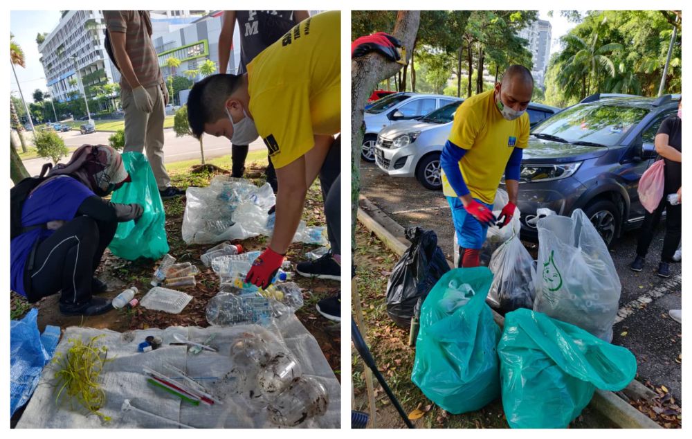 Nana and his team segregating recyclable items according to their type. u00e2u20acu201d Picture via Twitter/Nana@Cyberjaya 