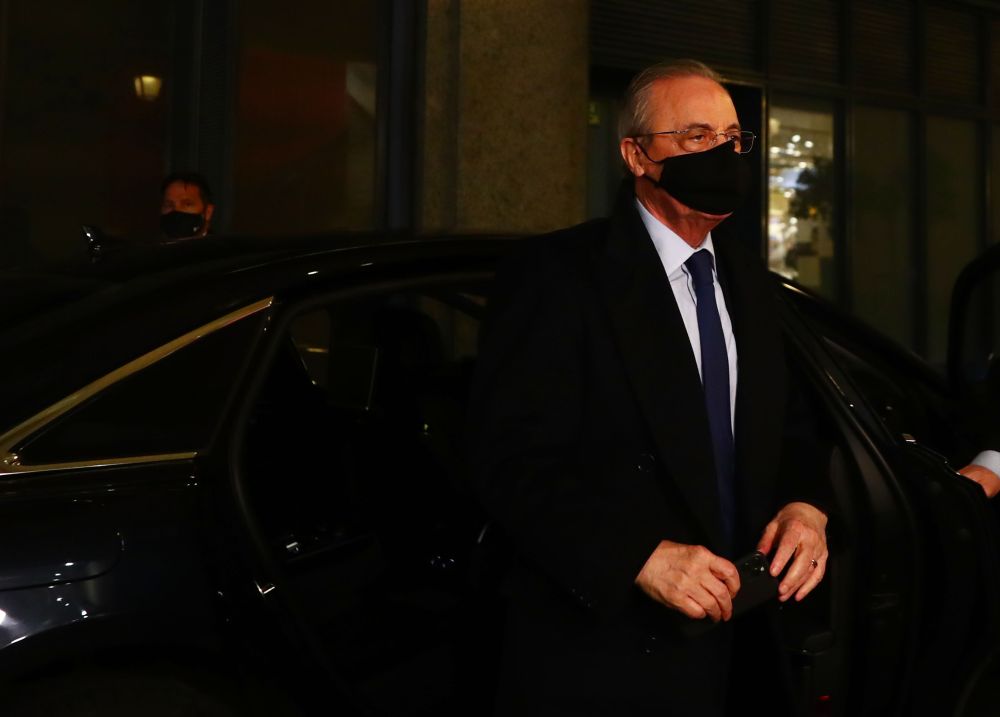 Real Madrid president Florentino Perez arrives at a radio station in Madrid April 21, 2021. u00e2u20acu201d Reuters pic