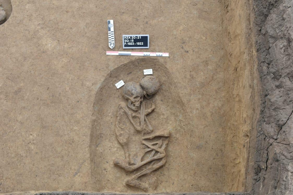 A human skeleton from a tomb at the Nile Delta is seen in this image released on April 27, 2021 by archaeological mission operating in the area of Dakahlia Governorate north of Cairo. u00e2u20acu201d The Egyptian Ministry of Antiquities handout pic via Reuters