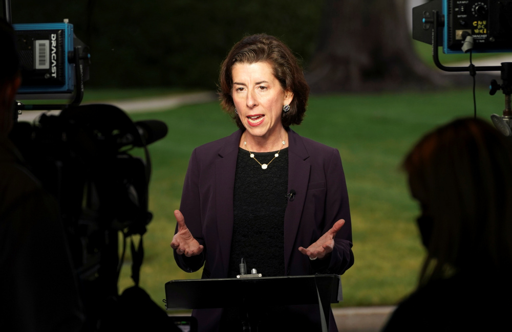 US Commerce Secretary Gina Raimondo speaks during a TV interview at the White House in Washington March 31, 2021. u00e2u20acu201d Reuters pic