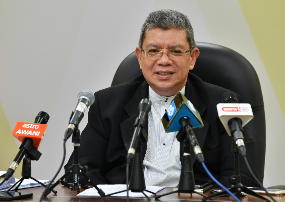 Datuk Saifuddin Abdullah speaks to the media after a virtual engagement session with leading technology companies in Putrajaya, April 23, 2021. u00e2u20acu201d Bernama pic 