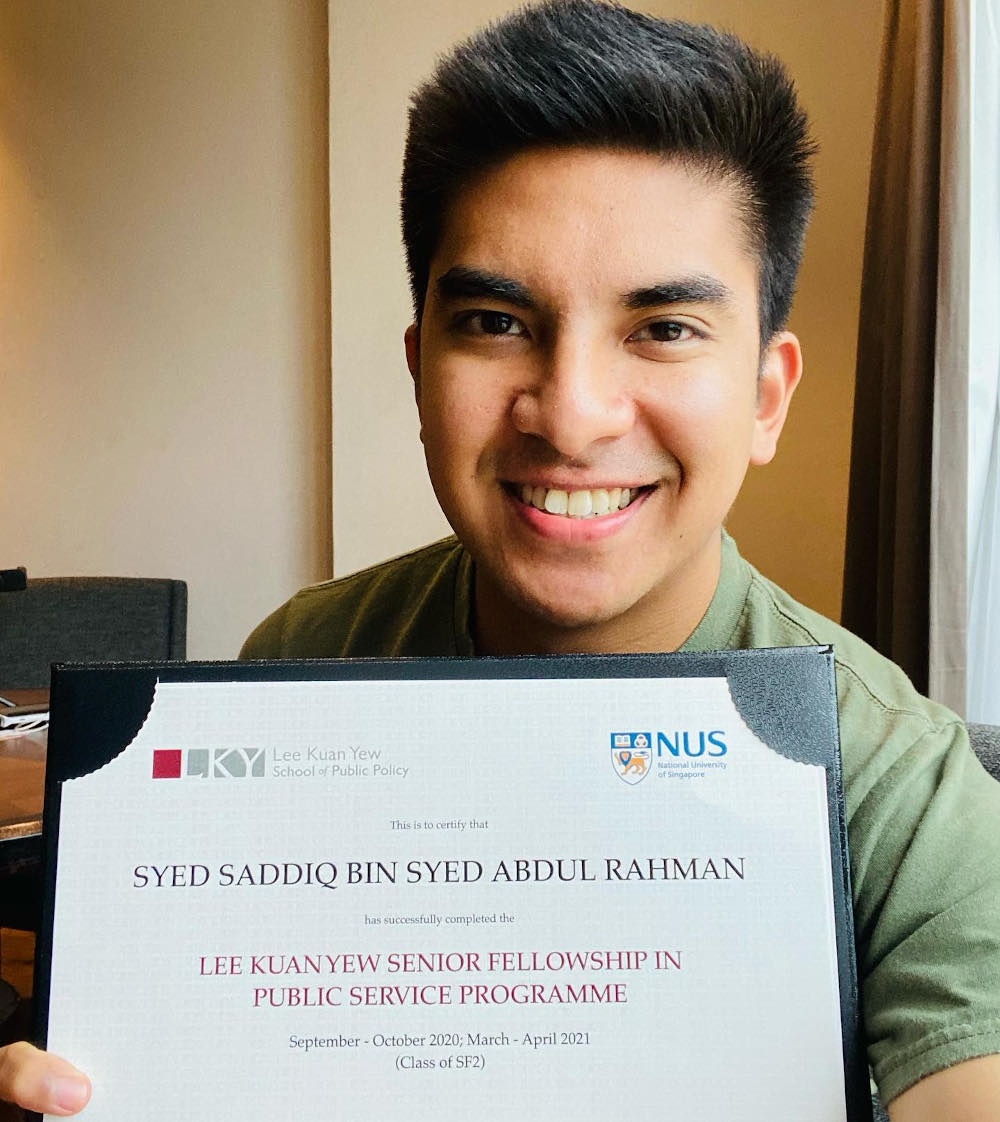 Syed Saddiq Abdul Rahman announced that he has completed his Senior Fellowship at NUS Lee Kuan Yew School of Public Policy April 11, 2021. u00e2u20acu201d Picture via Facebook/Syed Saddiq Syed Abdul Rahman