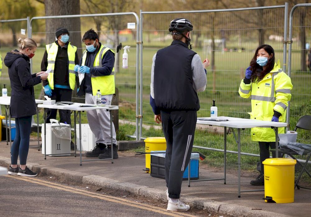 People take coronavirus disease (Covid-19) tests on Clapham Common in London, Britain, April 14, 2021. u00e2u20acu201d Reuters pic