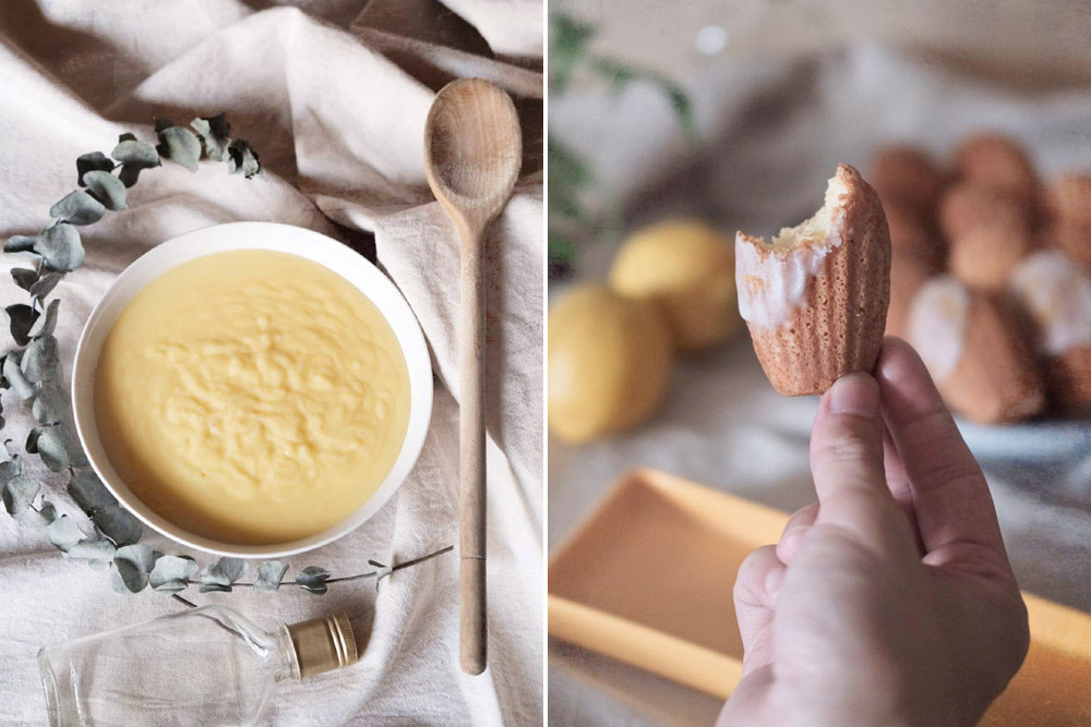 Citrusy notes are present in both their homemade lemon custard (left) as well as their delicate madeleines (right).