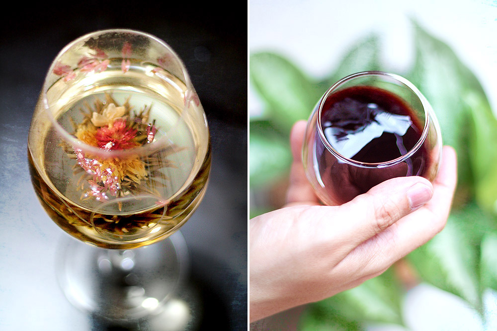 Adjust the intensity of your fruit and flower tea by adding more or less berry syrup.