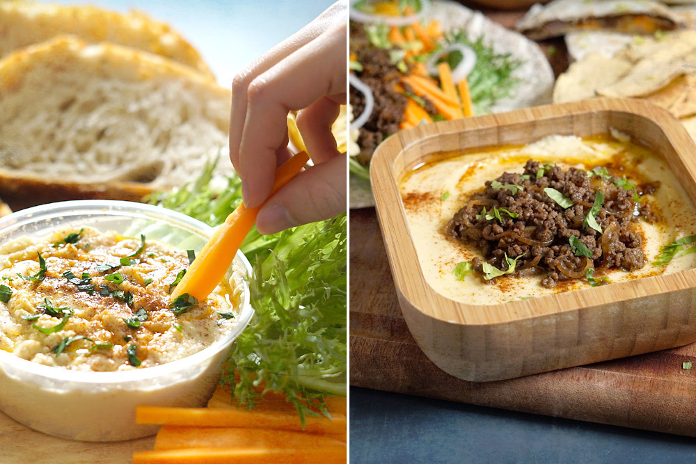 Less common flavour combinations include Vegan Cheese (left) and Minced Australian Beef (right).