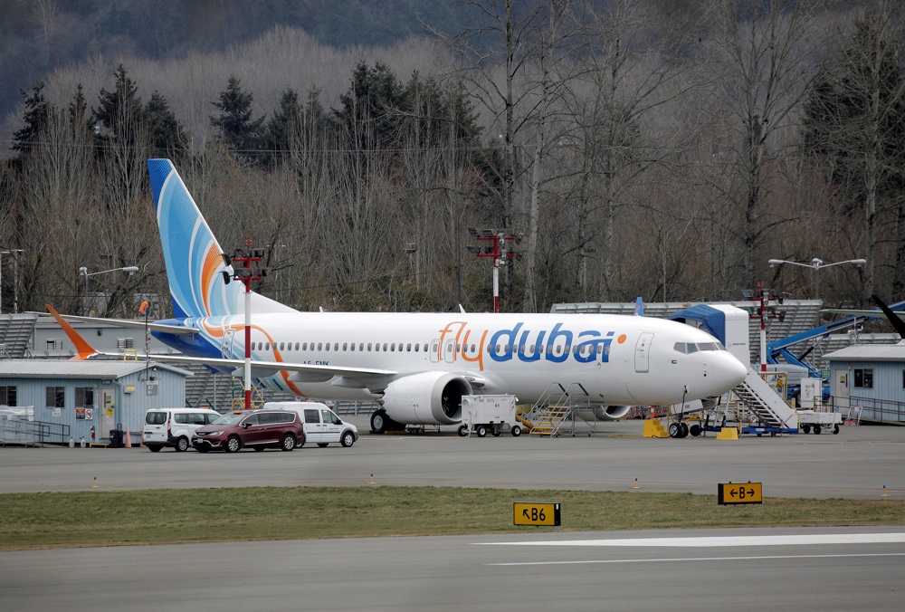A Boeing 737 MAX aircraft bearing the logo of flydubai is parked at a Boeing production facility in Renton, Washington March 11, 2019. u00e2u20acu201d Reuters pic